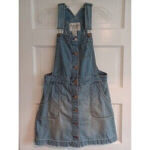American Rag blue denim overall dress juniors sz 7 pockets classic trendy school